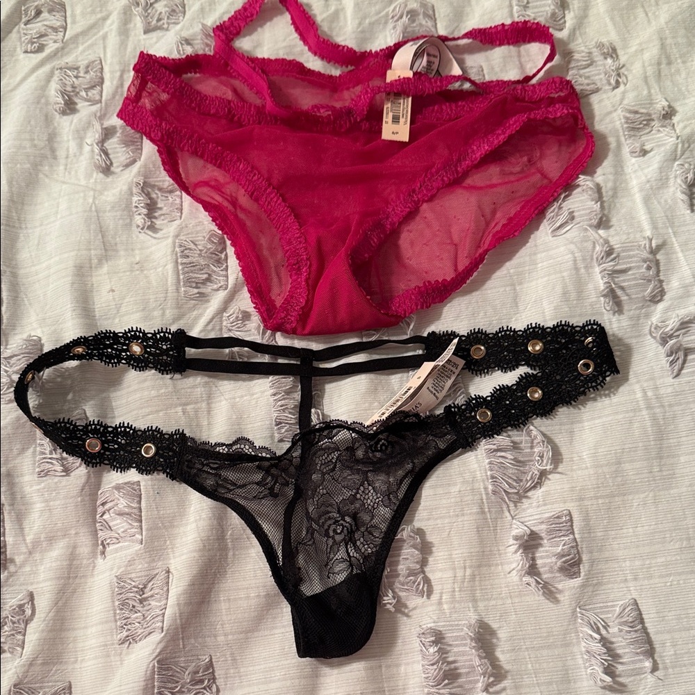 Victoria's Secret Pink and Black Lace Panties